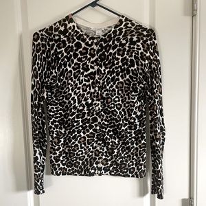 J. Crew Factory Cotton Cardigan in Animal Print, Size S